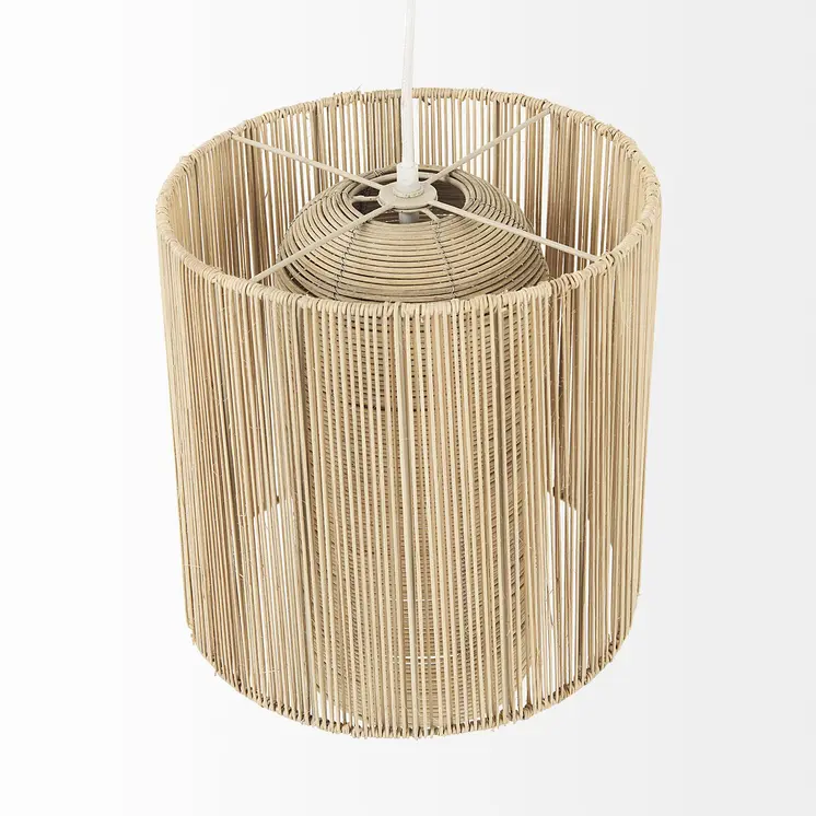 Natural Cane Cylindrical Hanging Pendant Light