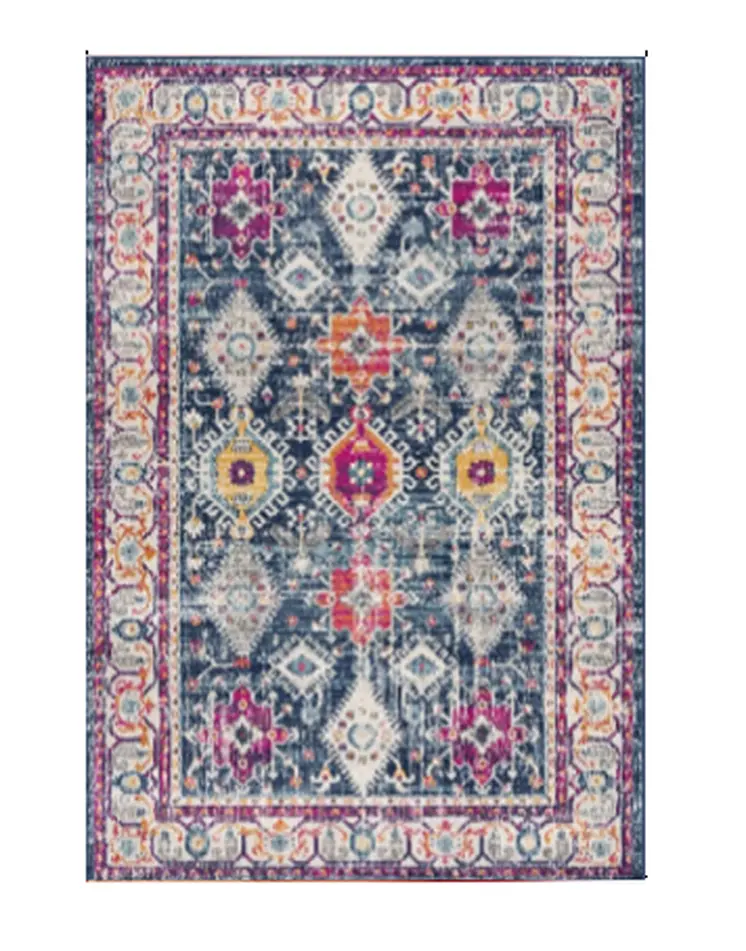 2' X 4' Blue and Ivory Oriental Area Rug