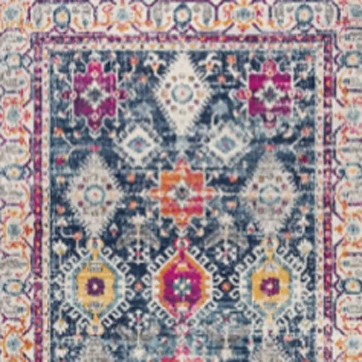 2' X 4' Blue and Ivory Oriental Area Rug