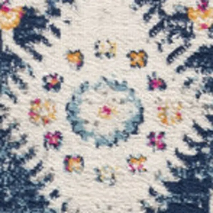 5' X 7' Blue and Ivory Oriental Area Rug