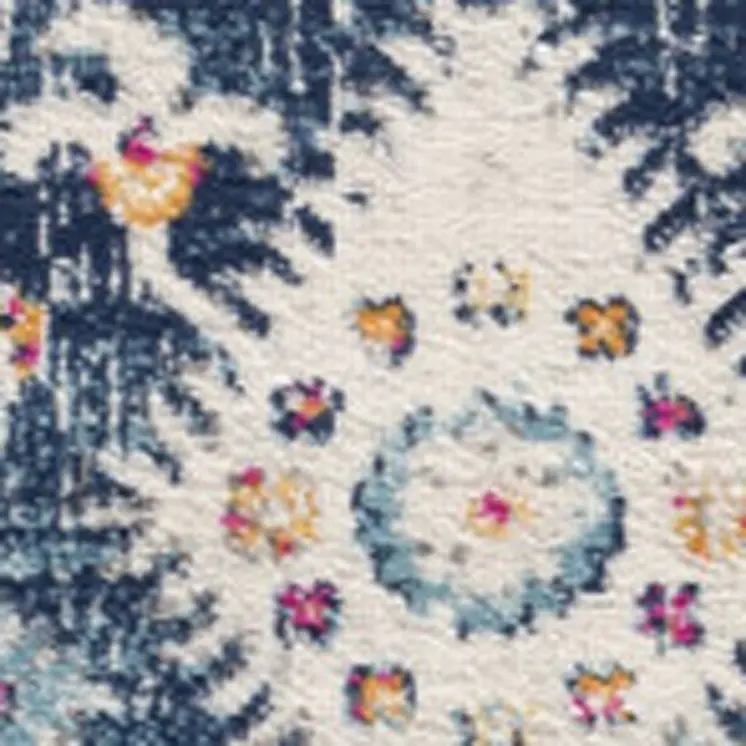 6' X 9' Blue and Ivory Oriental Area Rug