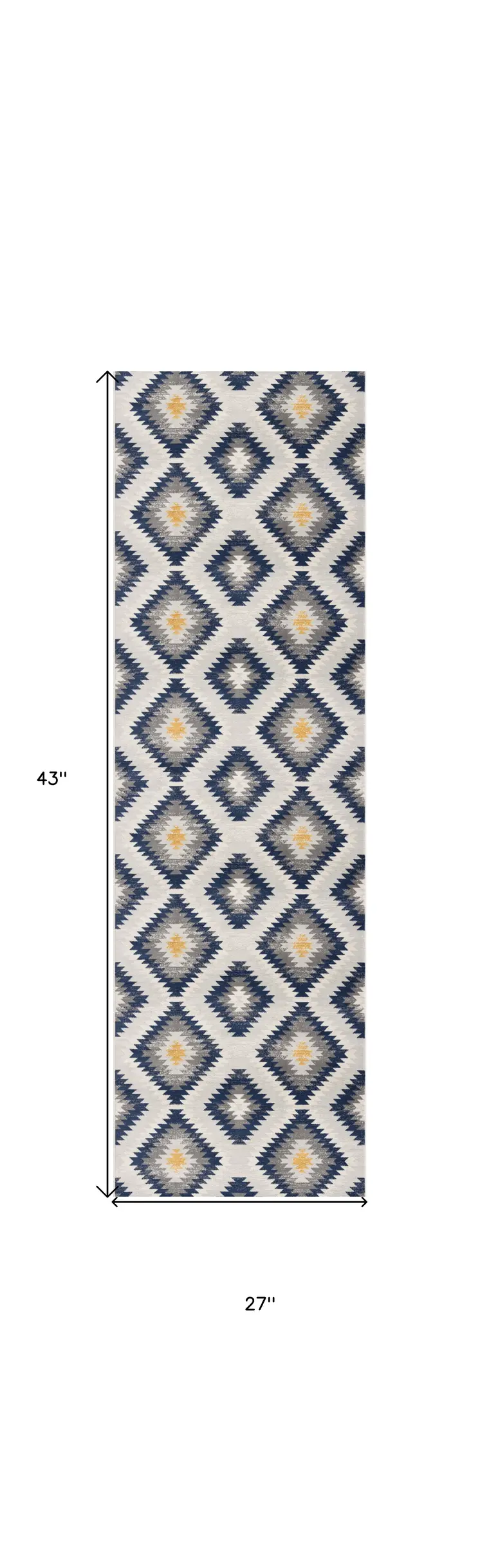 2' X 4' Blue Ikat Kilim Area Rug