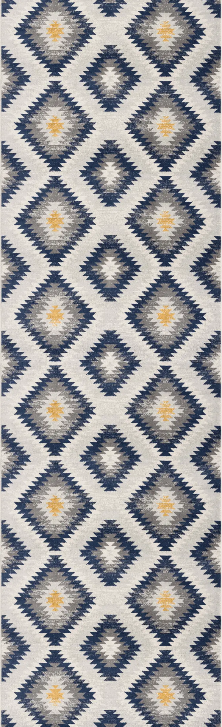 2' X 6' Blue Ikat Kilim Area Rug