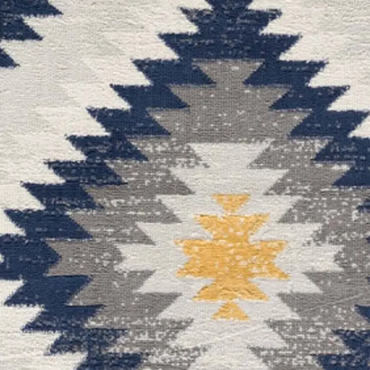 8' Blue Ikat Kilim Runner Rug