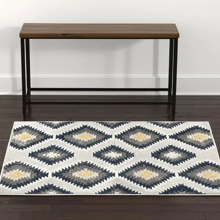 4' X 6' Blue Ikat Kilim Area Rug