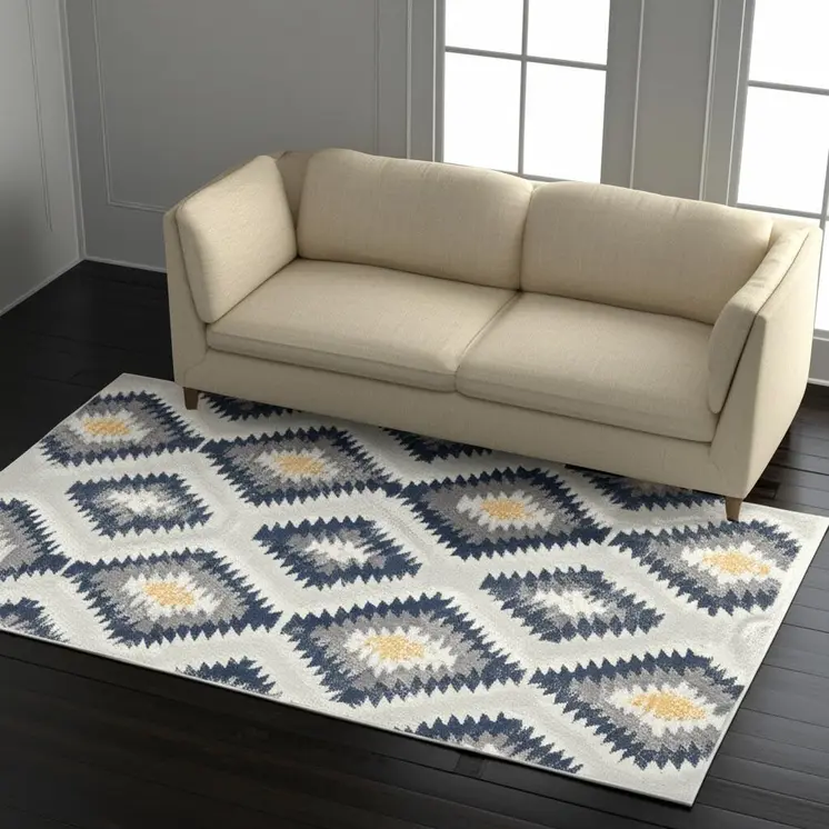 5' X 7' Blue Ikat Kilim Area Rug
