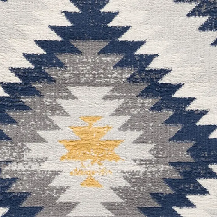 6' X 9' Blue Ikat Kilim Area Rug