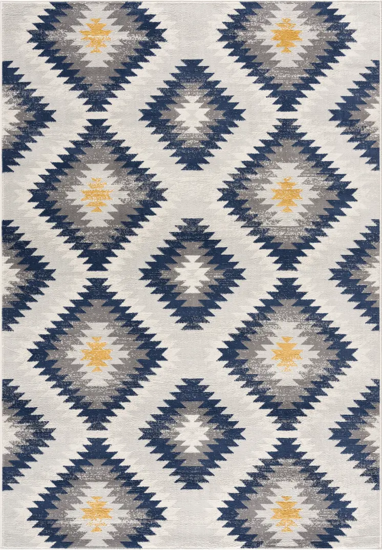 8' X 10' Blue Ikat Kilim Area Rug