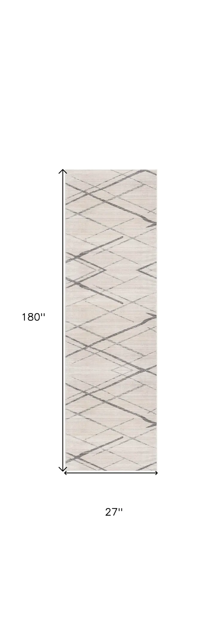 15' Gray And Ivory Geometric Runner Rug