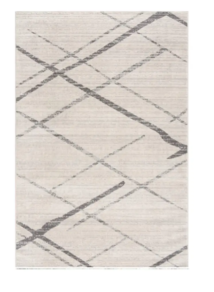 2' X 4' Gray and Ivory Geometric Area Rug