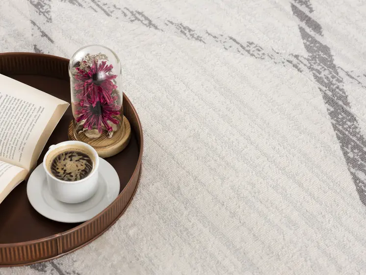 3' X 5' Gray and Ivory Geometric Area Rug