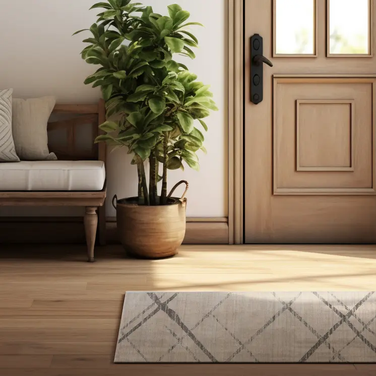 3' X 5' Gray and Ivory Geometric Area Rug