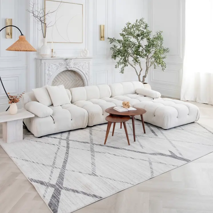 8' X 10' Gray and Ivory Geometric Area Rug