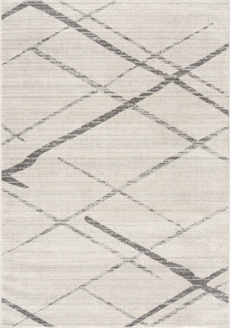 8' X 10' Gray and Ivory Geometric Area Rug