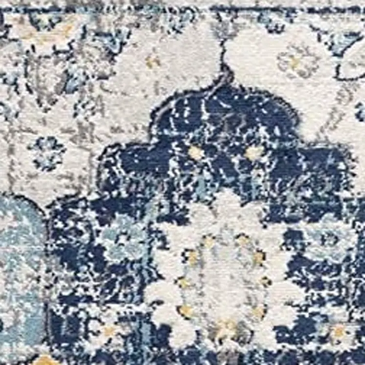 13' Blue And Yellow Floral Runner Rug