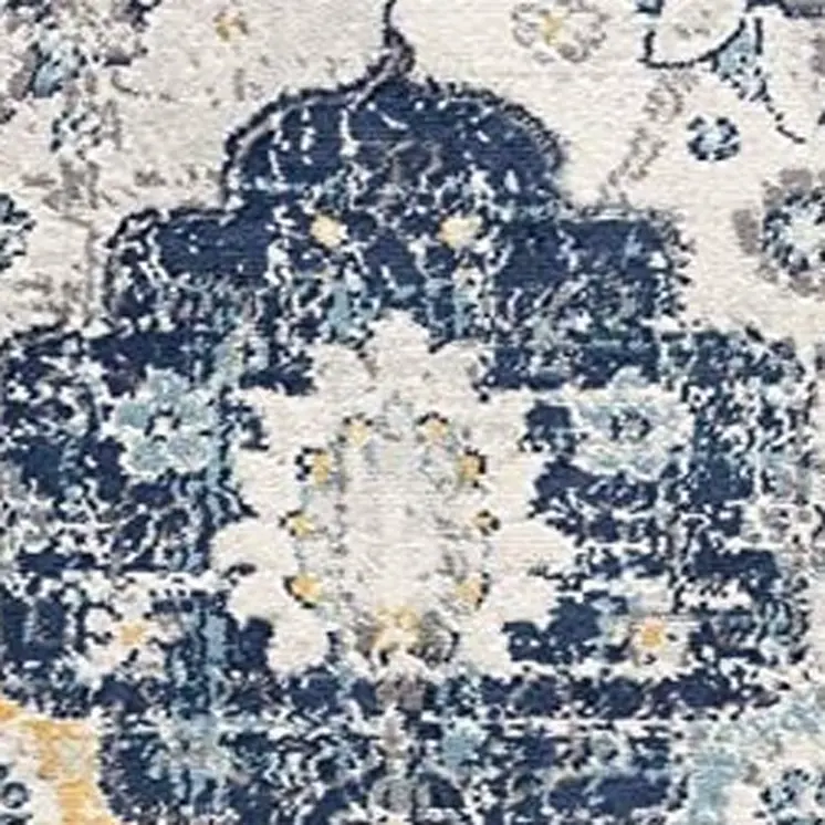 15' Blue And Yellow Floral Runner Rug