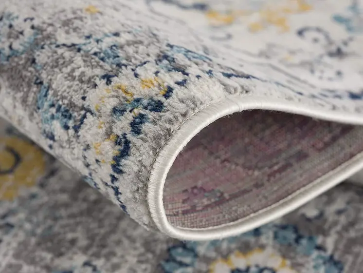 15' Blue And Yellow Floral Runner Rug