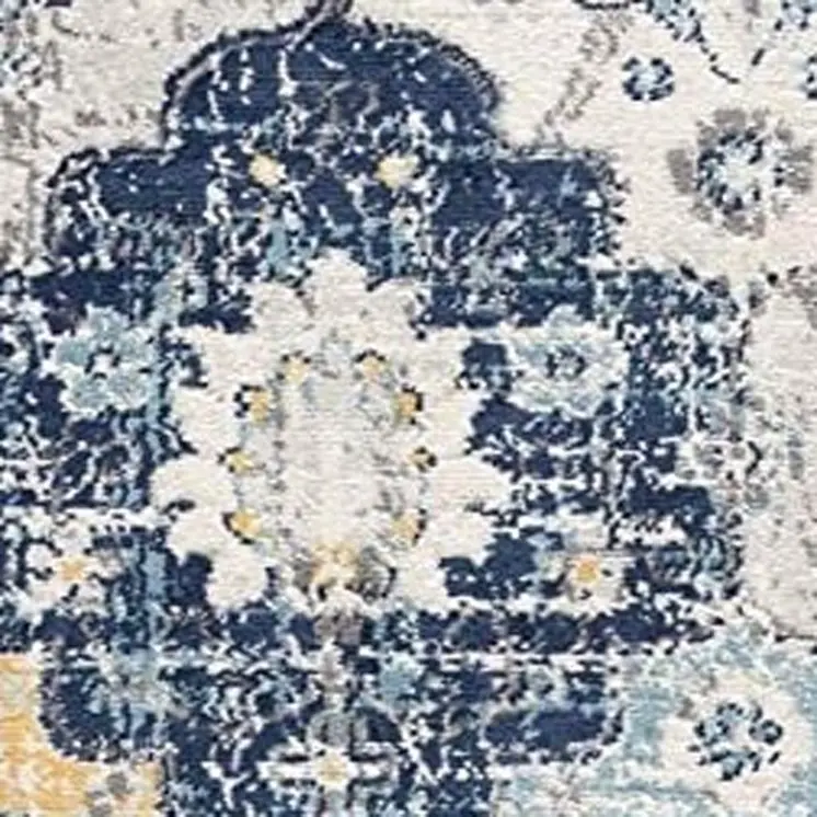 6' Blue And Yellow Floral Runner Rug