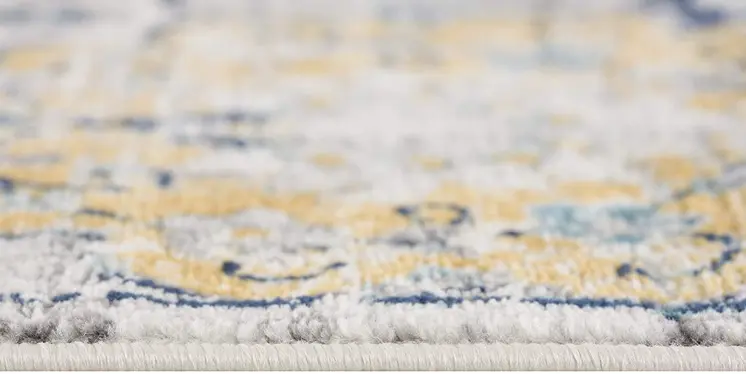 3' X 5' Blue and Yellow Floral Distressed Area Rug