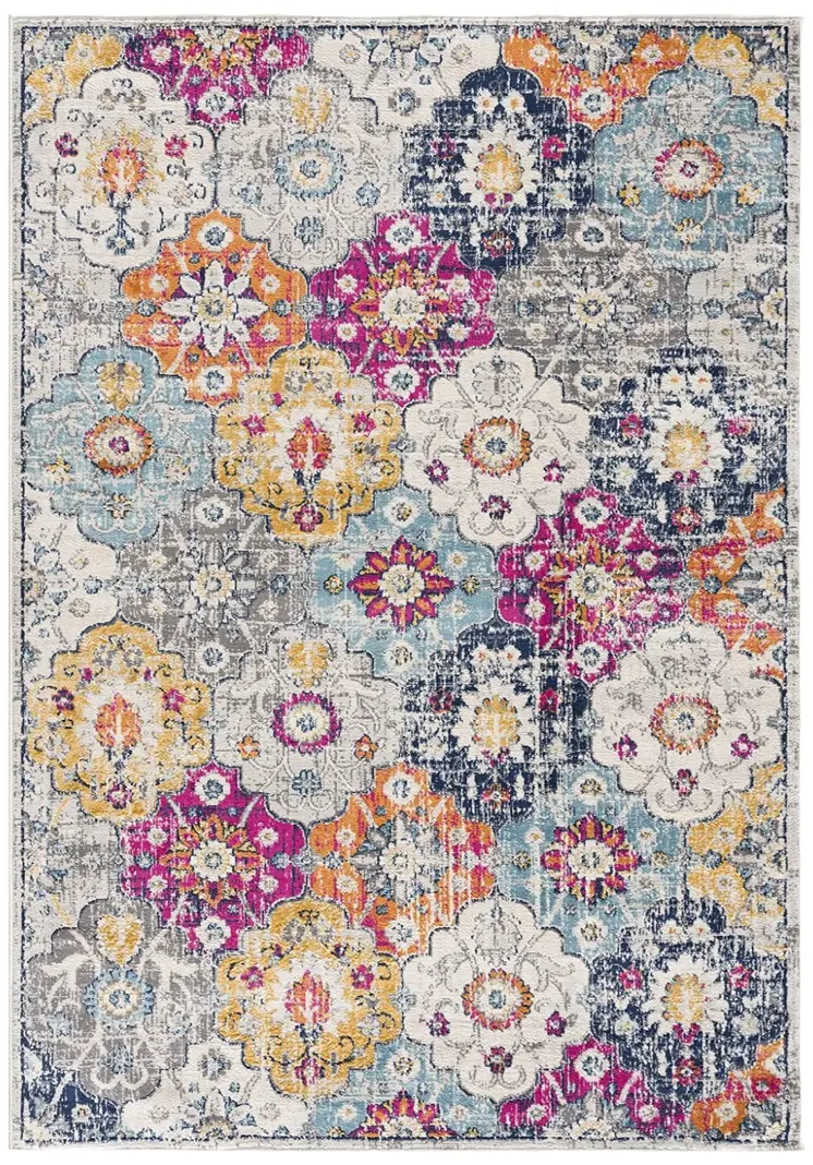 6' Blue And Ivory Floral Runner Rug