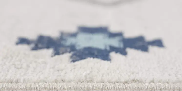 3' X 5' Blue and Ivory Southwestern Area Rug