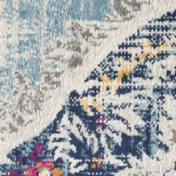 2' X 4' Blue and Ivory Medallion Area Rug