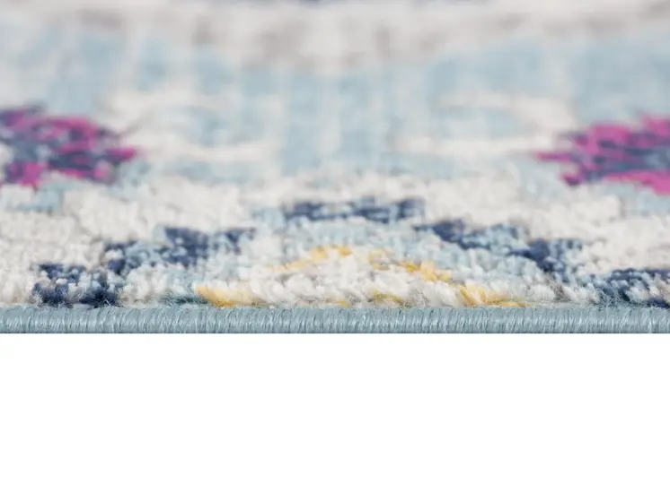 2' X 5' Blue and Ivory Medallion Area Rug