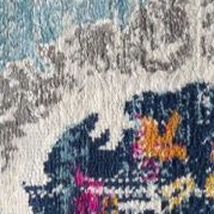3' X 5' Blue and Ivory Medallion Area Rug