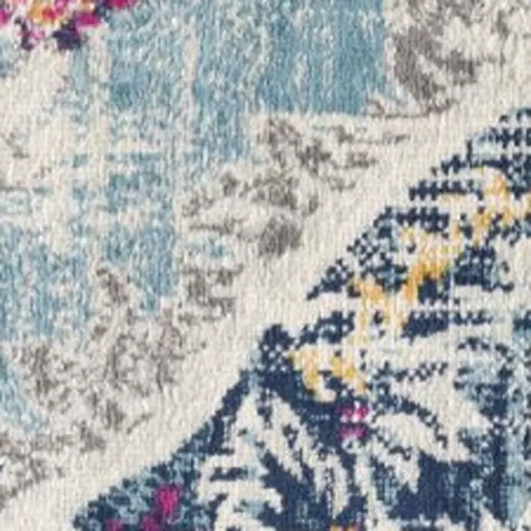 3' X 5' Blue and Ivory Medallion Area Rug
