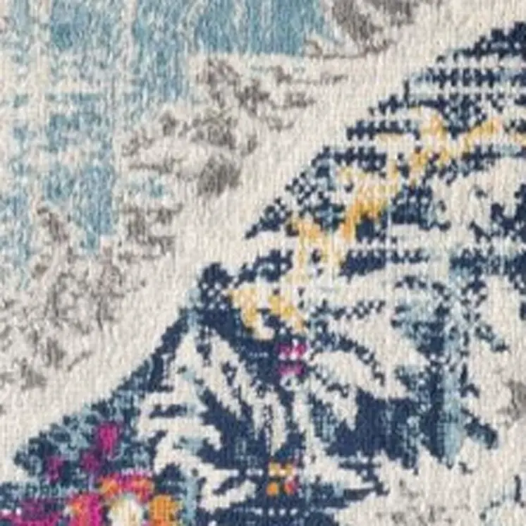 6' X 9' Blue and Ivory Medallion Area Rug