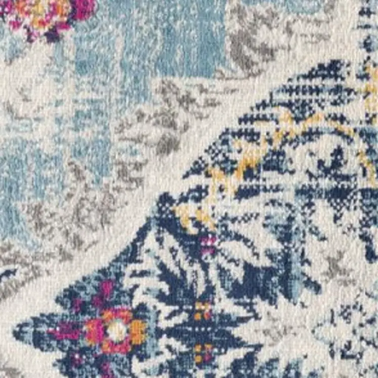 8' X 10' Blue and Ivory Medallion Area Rug