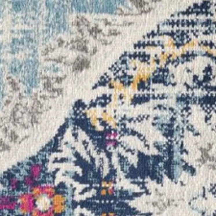 9' X 13' Blue Distressed Medallion Area Rug