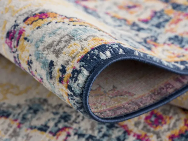 10' Blue And Beige Medallion Runner Rug