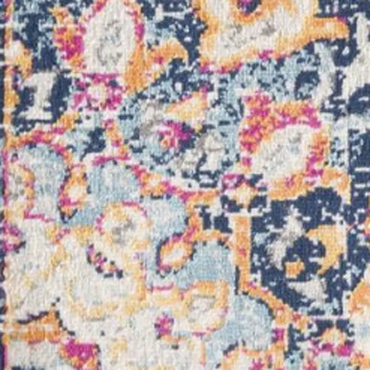 2' X 4' Blue and Beige Medallion Area Rug