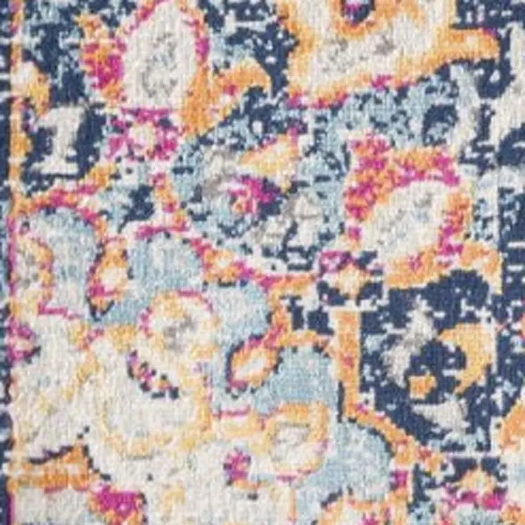 4' X 6' Blue and Beige Medallion Area Rug