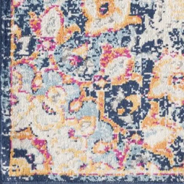 4' X 6' Blue and Beige Medallion Area Rug
