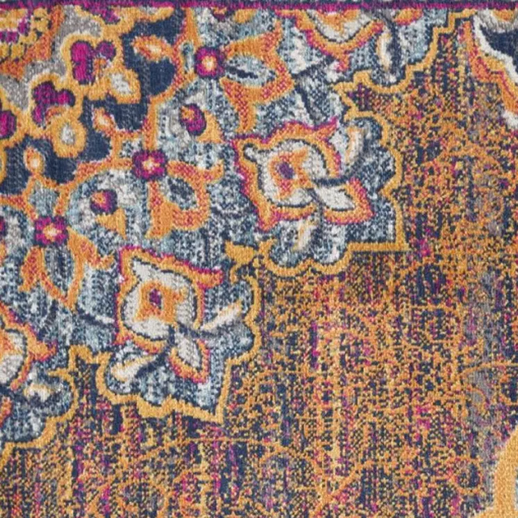 4' X 6' Rustic Orange Medallion Area Rug