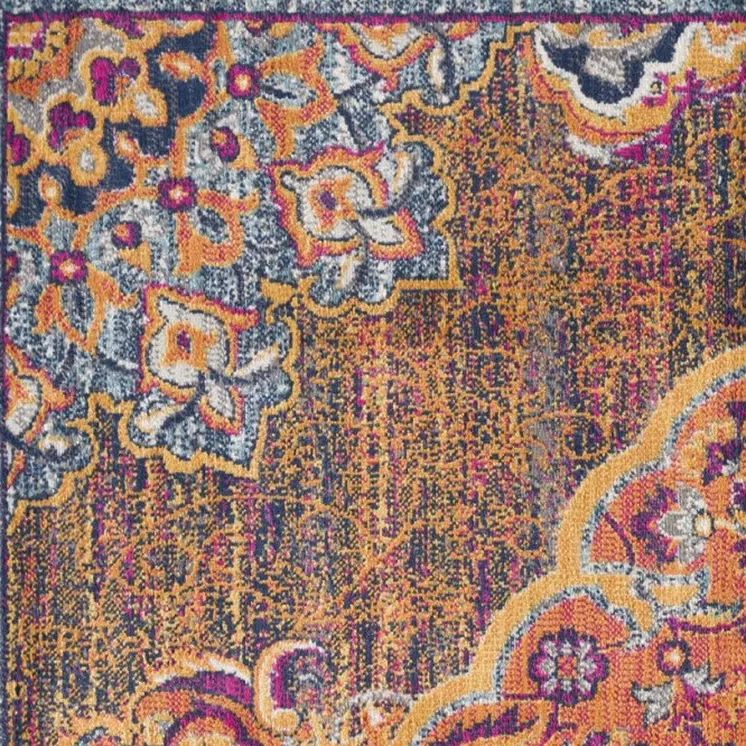 4' X 6' Rustic Orange Medallion Area Rug