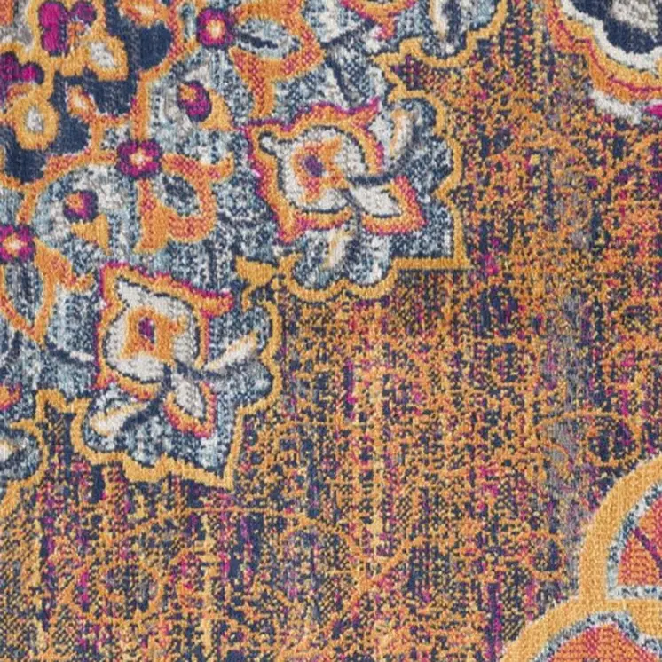 5' X 8' Rustic Orange Medallion Area Rug