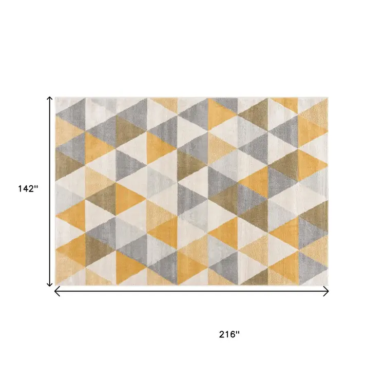 12' X 18' Yellow Geometric Washable Non Skid Area Rug
