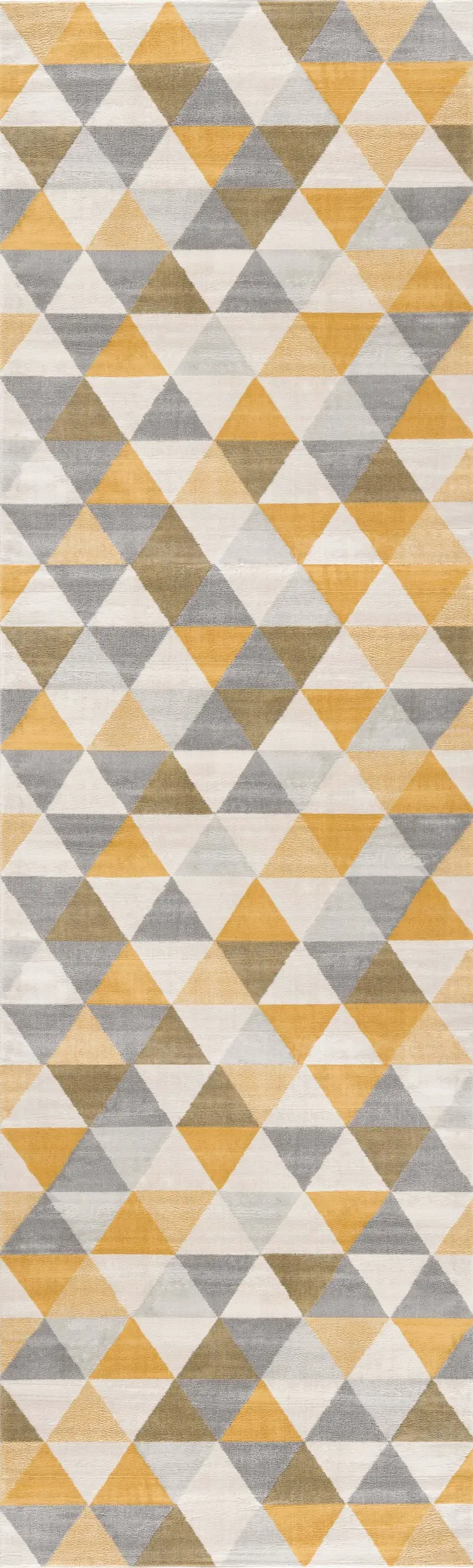 15' Yellow And Ivory Geometric Runner Rug