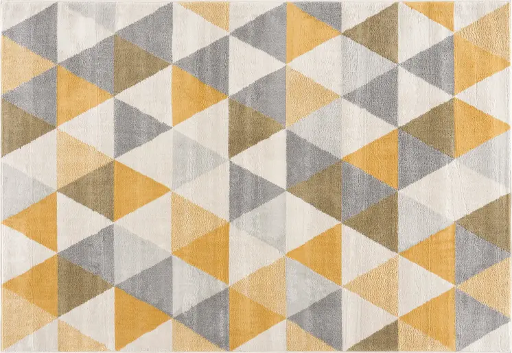 8' X 10' Yellow and Ivory Geometric Area Rug