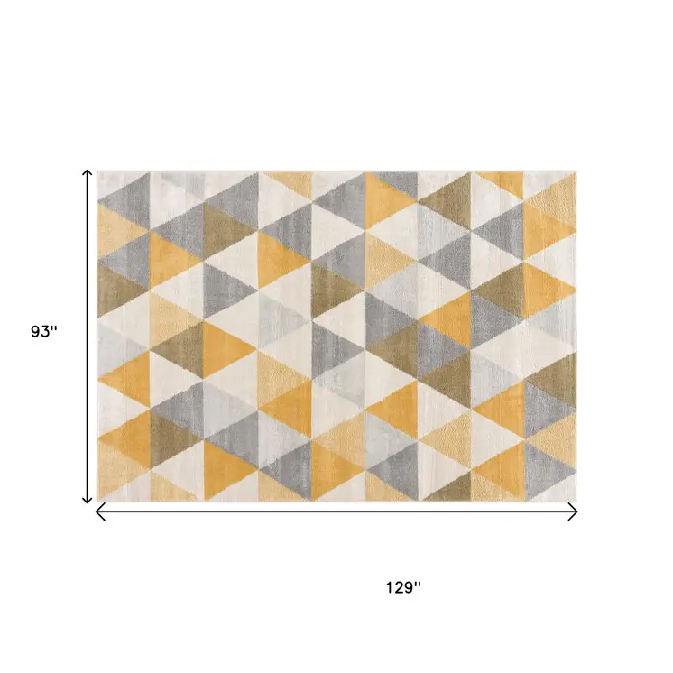 8' X 10' Yellow and Ivory Geometric Area Rug