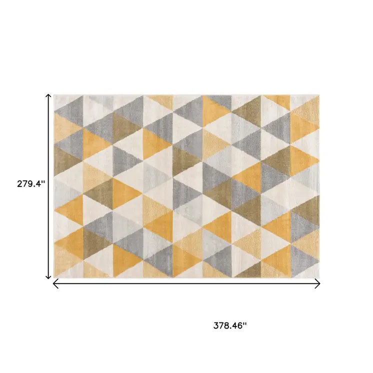 9' X 12' Yellow Geometric Area Rug
