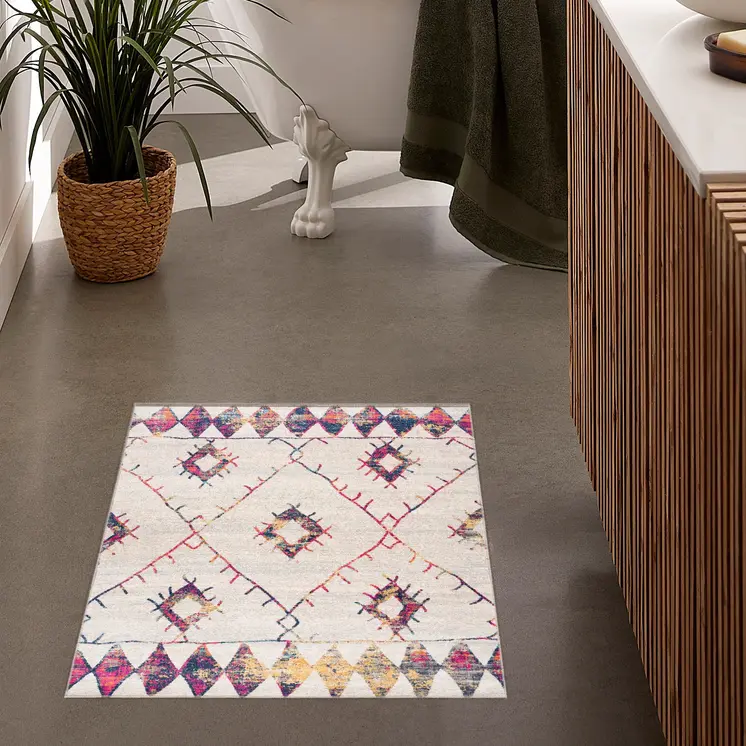 3' X 5' Cream Damask Area Rug