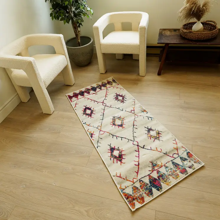 3' X 5' Cream Damask Area Rug