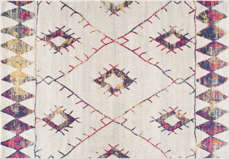 8' X 11' Cream Damask Area Rug