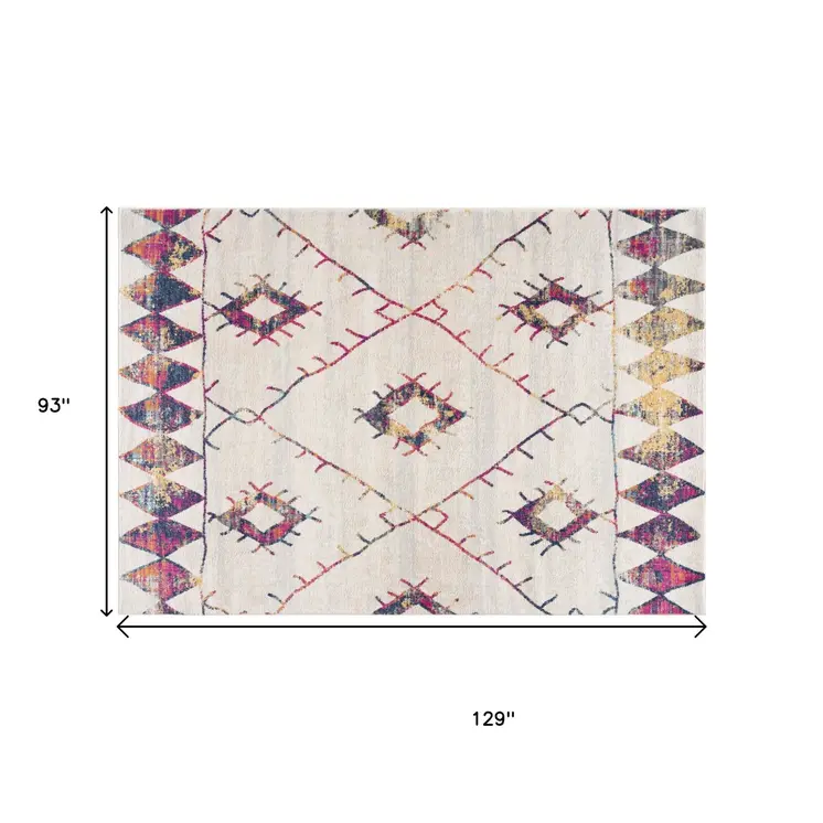 8' X 11' Cream Damask Area Rug