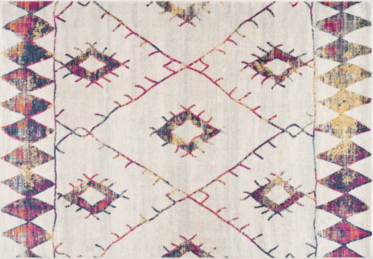 8' X 11' Cream Damask Area Rug