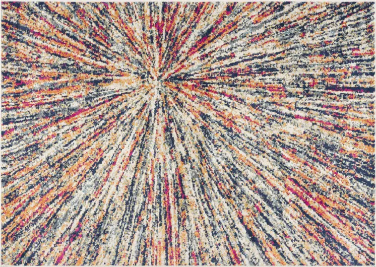 4' X 6' Cream Celestial Burst Abstract Area Rug